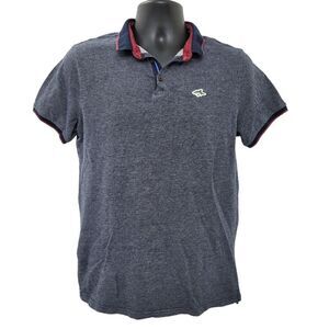 2/$20 Le Shark Navy Blue With Red Polo Golf Shirt Top Size: M